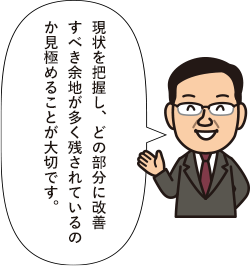 エネルギー使用量やGHG排出量と設備の運用方法を評価し、どの部分に改善すべき余地が多く残されているのかを正しく見極めることが、成功に向けた第一歩です。